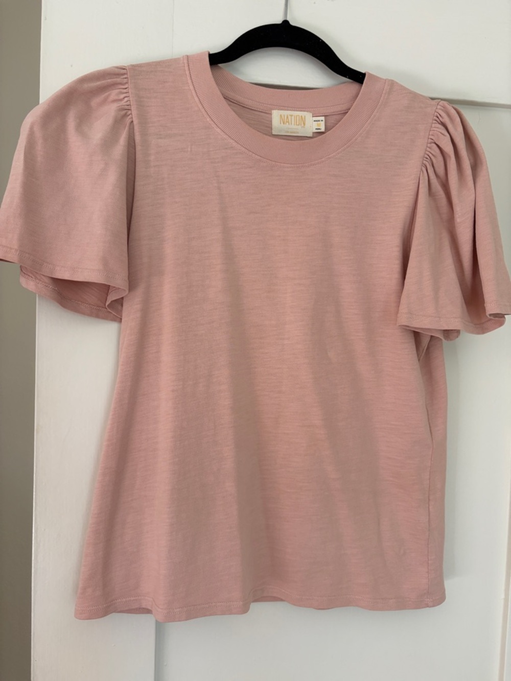 NATION LTD PinkPuff-Sleeve Cotton Tee